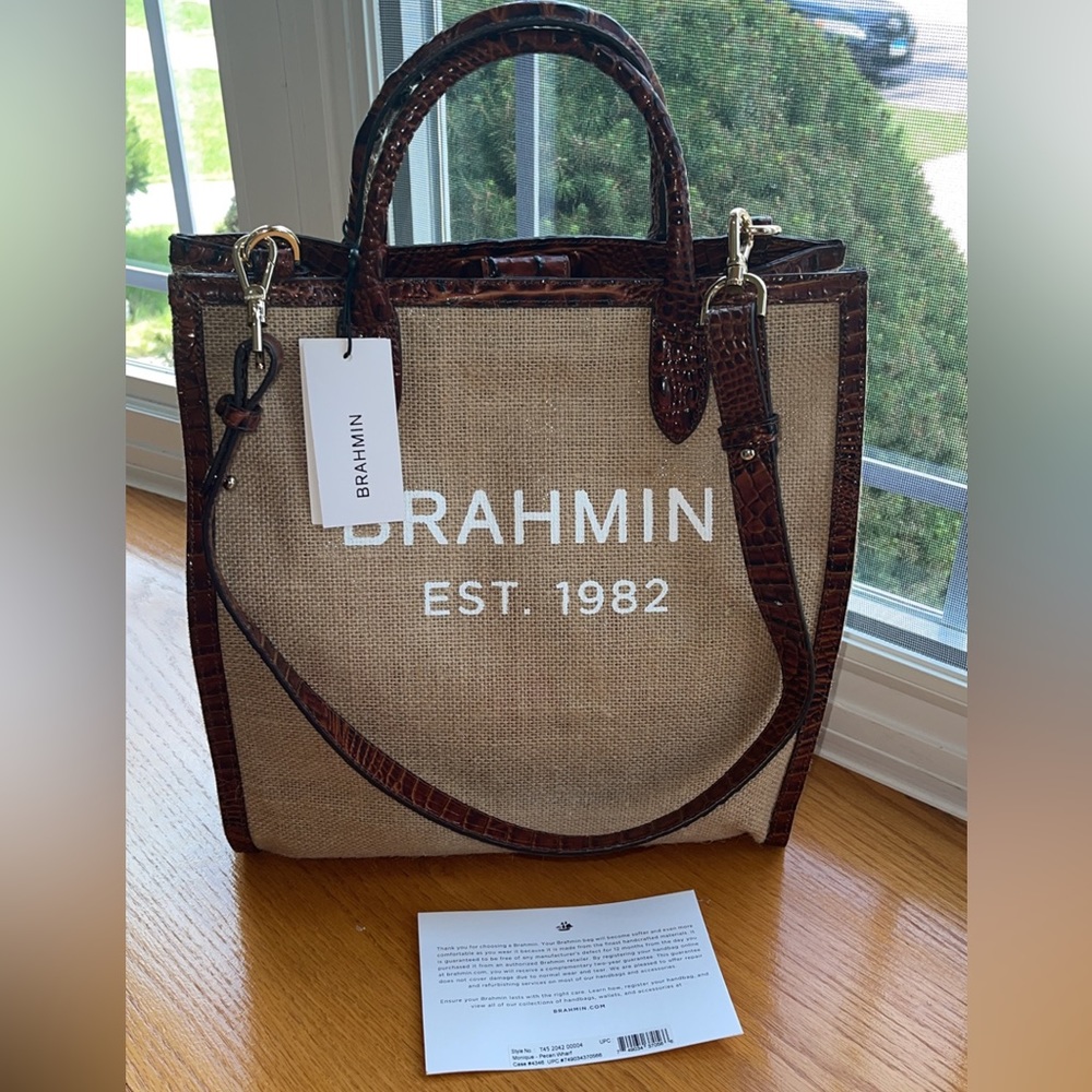 Women’s Handbag BRAHMIN Bag Monique - Pecan Wharf AUTHENTIC NWT - Picture 1 of 7